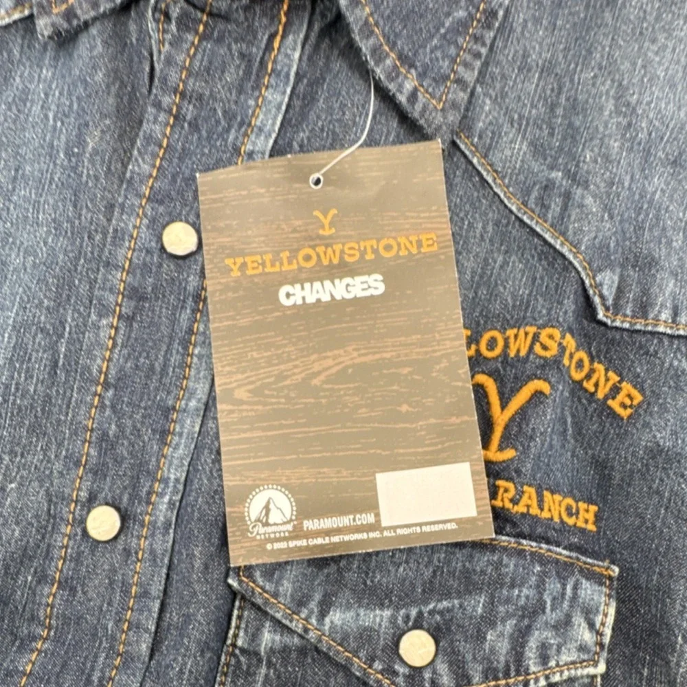 Yellowstone Dutton Ranch Western Denim XL Shirt Snap Button Cowboy TV Show Ranch - Picture 5 of 10